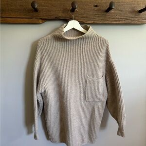 Wilfred Tan Chunky Knit Turtleneck Sweater